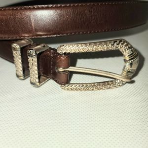 Fossil Brown Leather Belt Silver Buckle
